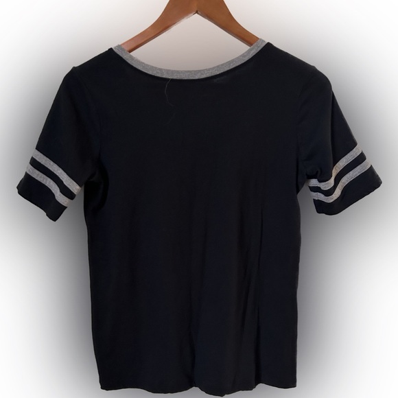 Juniors Striped short sleeve with lace-up detail tee-XS-SO - Picture 2 of 3